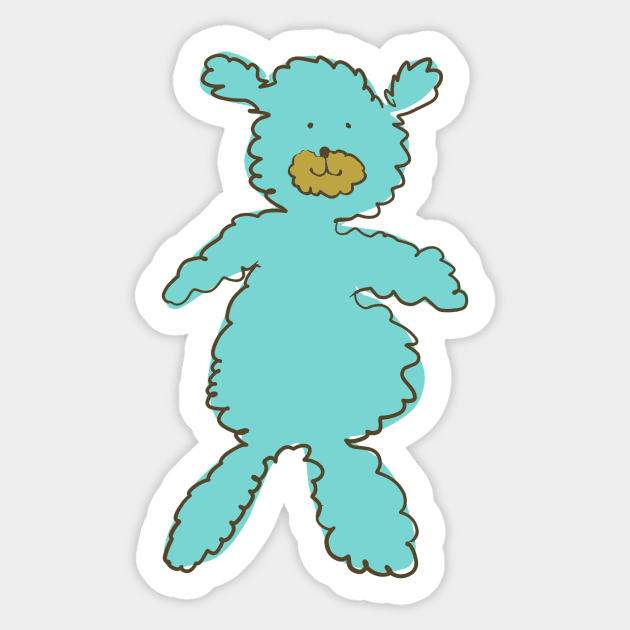 Fluffy Cuddly Turquoise Teddy Bear Sticker by AshleyWilksArt